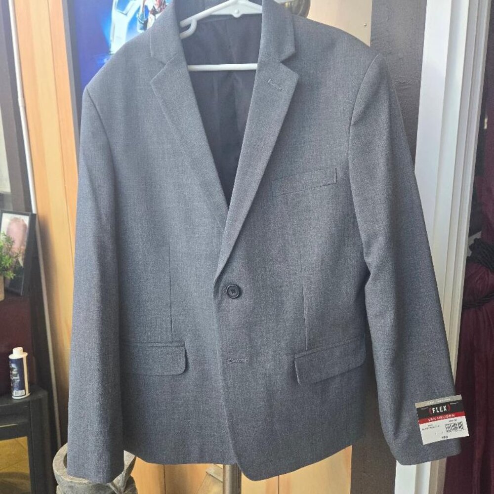 Boys Van Heusen Suit Jacket- Gray Size 12 Husky